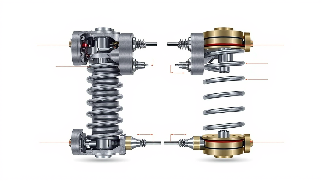 Technical illustration comparing torsion and extension garage door springs side by side with detailed cross-section.