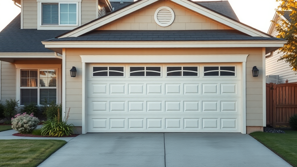 suburban home with a clean, prominent garage door main entry garage door repair near me neutral tones